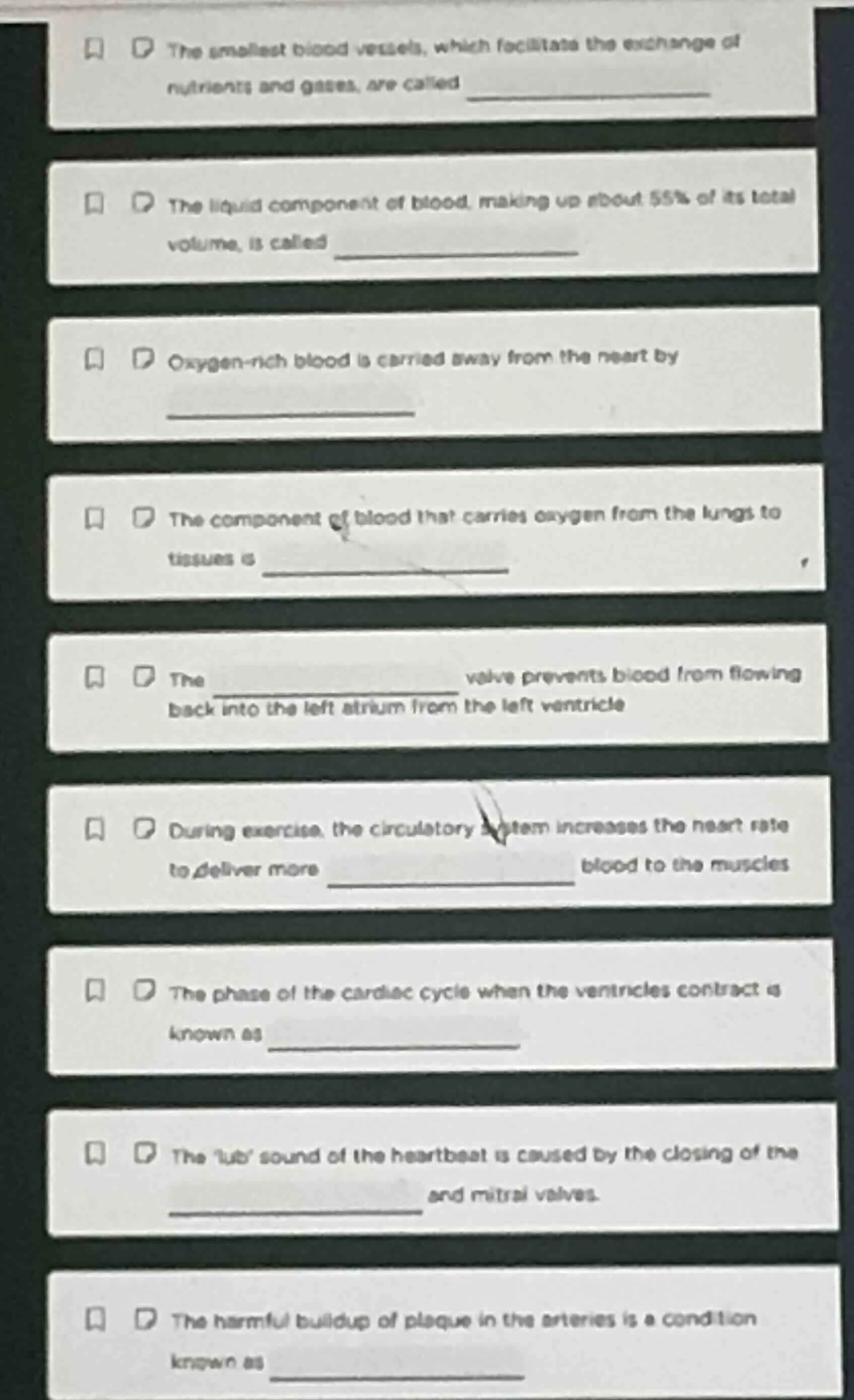 the smallest blood vessels, which facilitate the exchange of nutrients …