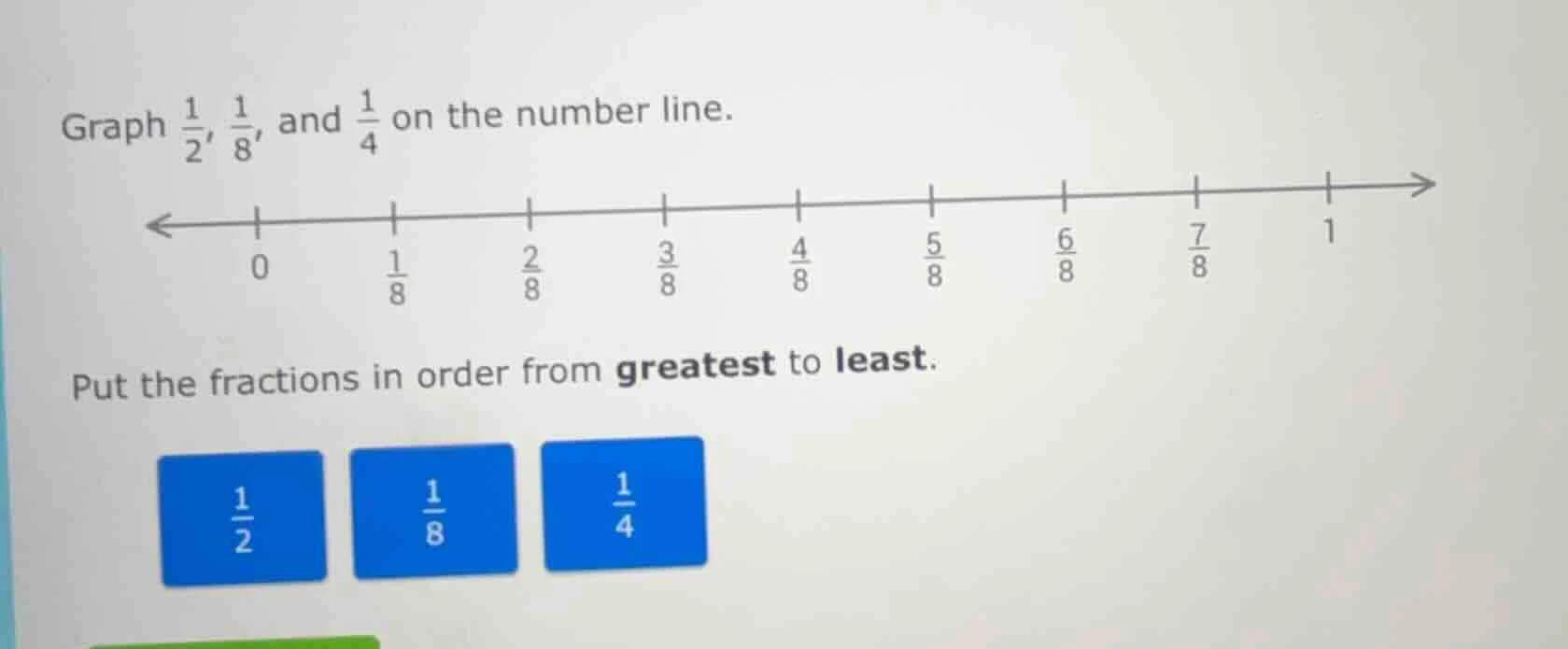 graph $\frac{1}{2}$, $\frac{1}{8}$, and $\frac{1}{4}$ on the number lin…