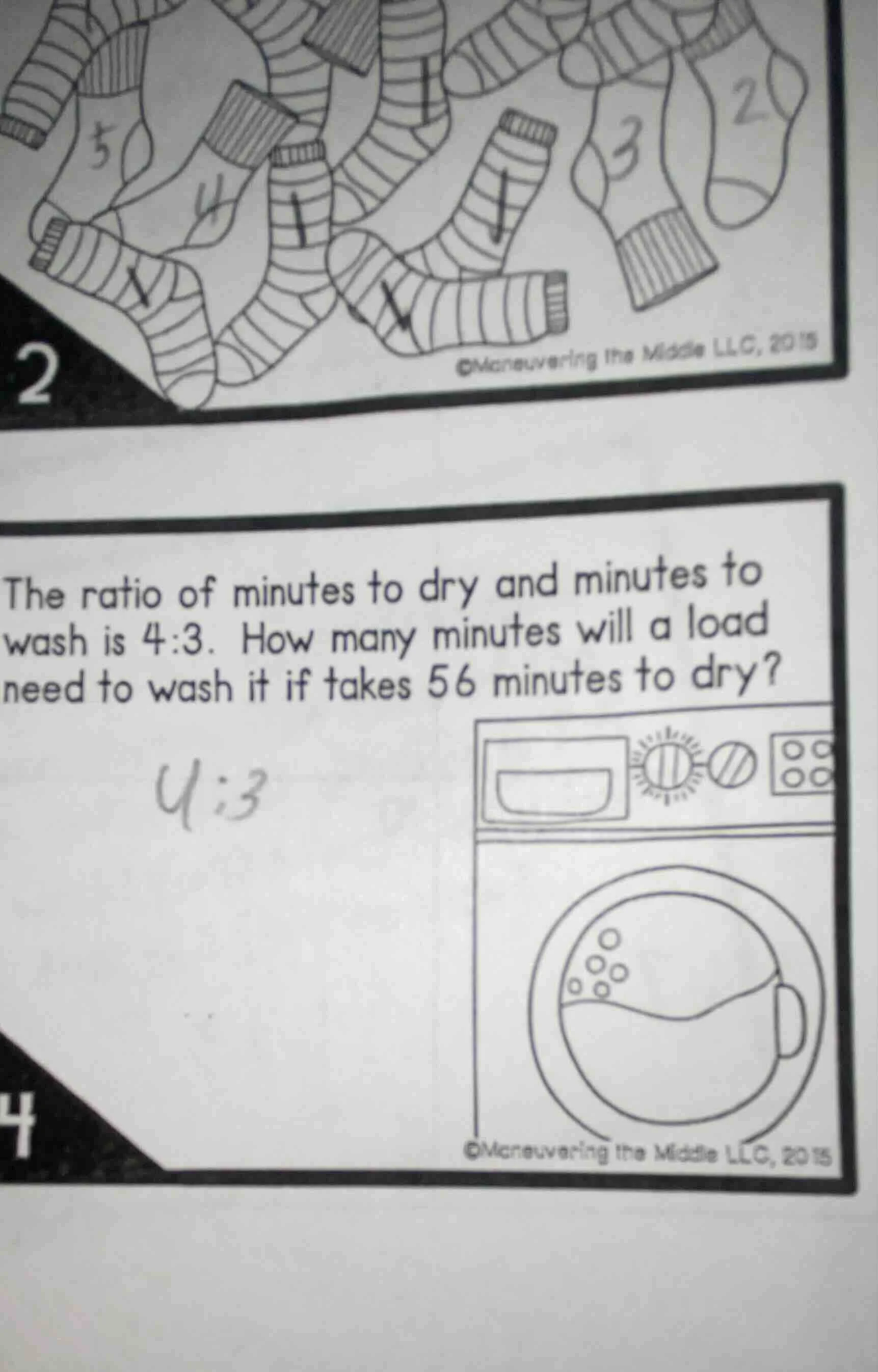 the ratio of minutes to dry and minutes to wash is 4:3. how many minute…