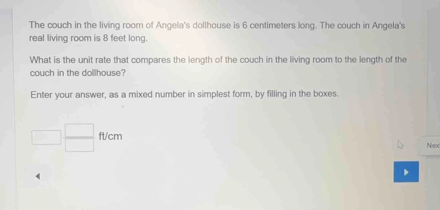 the couch in the living room of angelas dollhouse is 6 centimeters long…