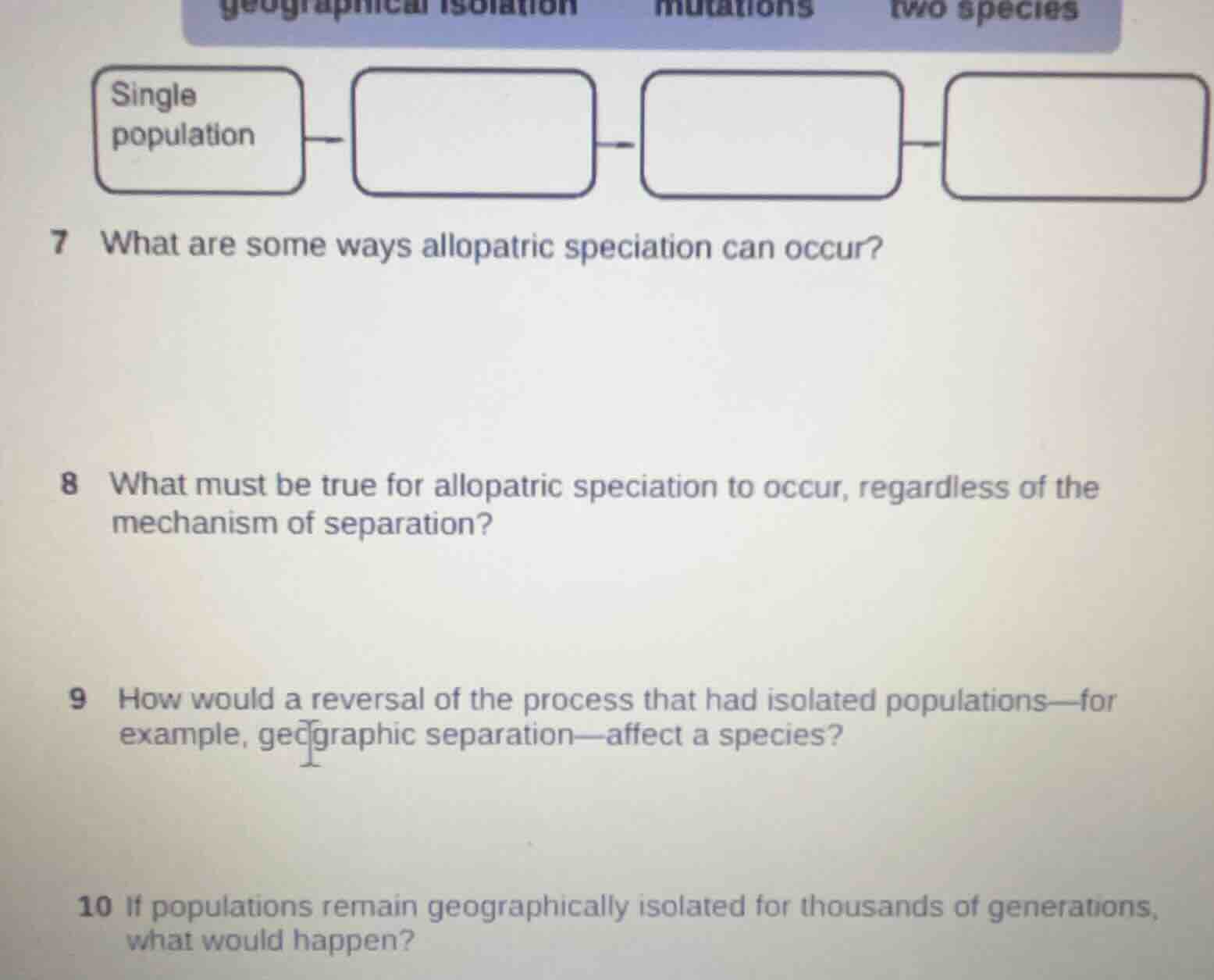 geographical isolation mutations two species single population 7 what a…