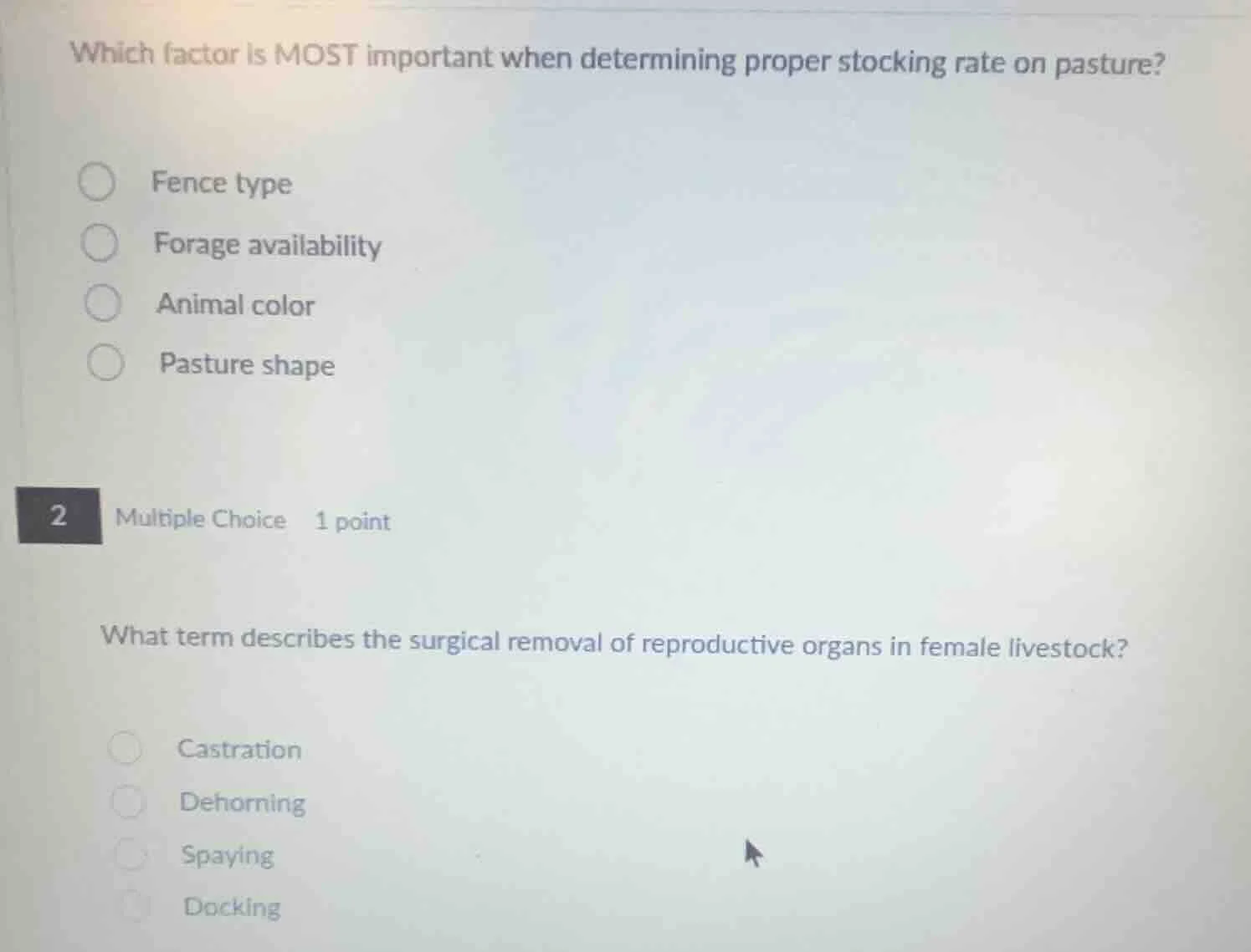 which factor is most important when determining proper stocking rate on…