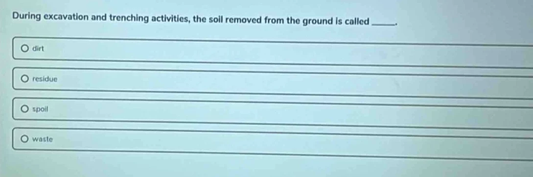 during excavation and trenching activities, the soil removed from the g…