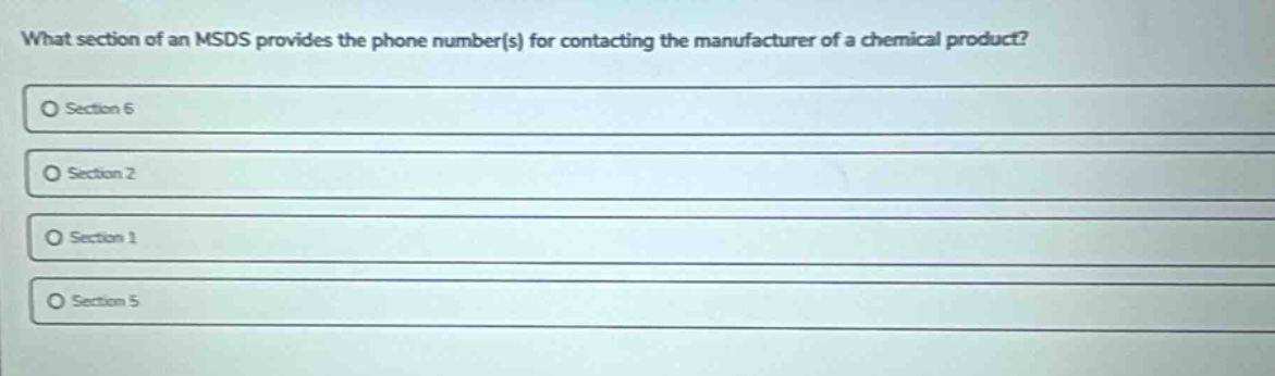 what section of an msds provides the phone number(s) for contacting the…