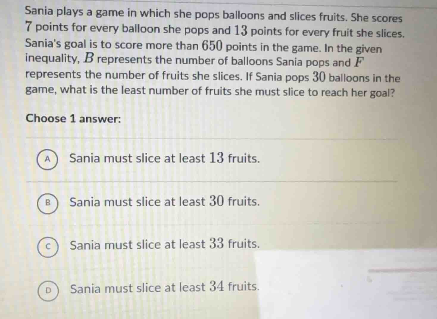 sania plays a game in which she pops balloons and slices fruits. she sc…