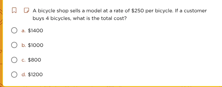 a bicycle shop sells a model at a rate of $250 per bicycle. if a custom…