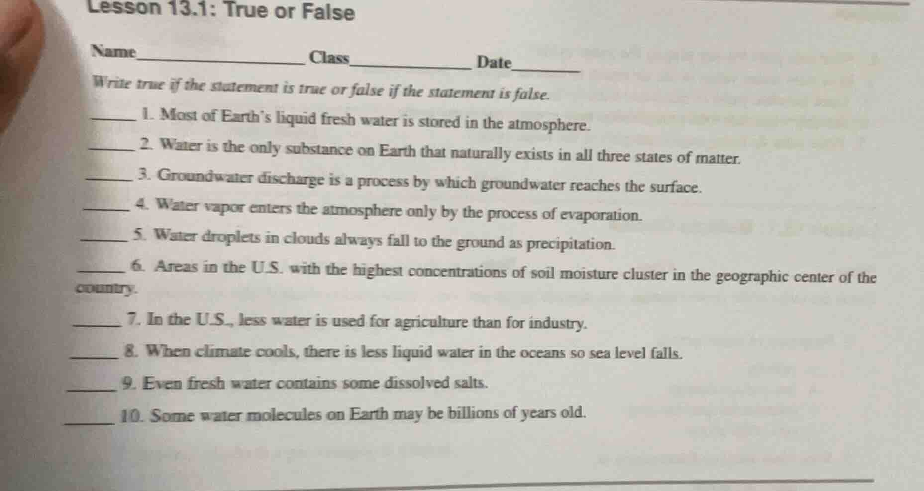 lesson 13.1: true or false name_______________ class_____________ date_…