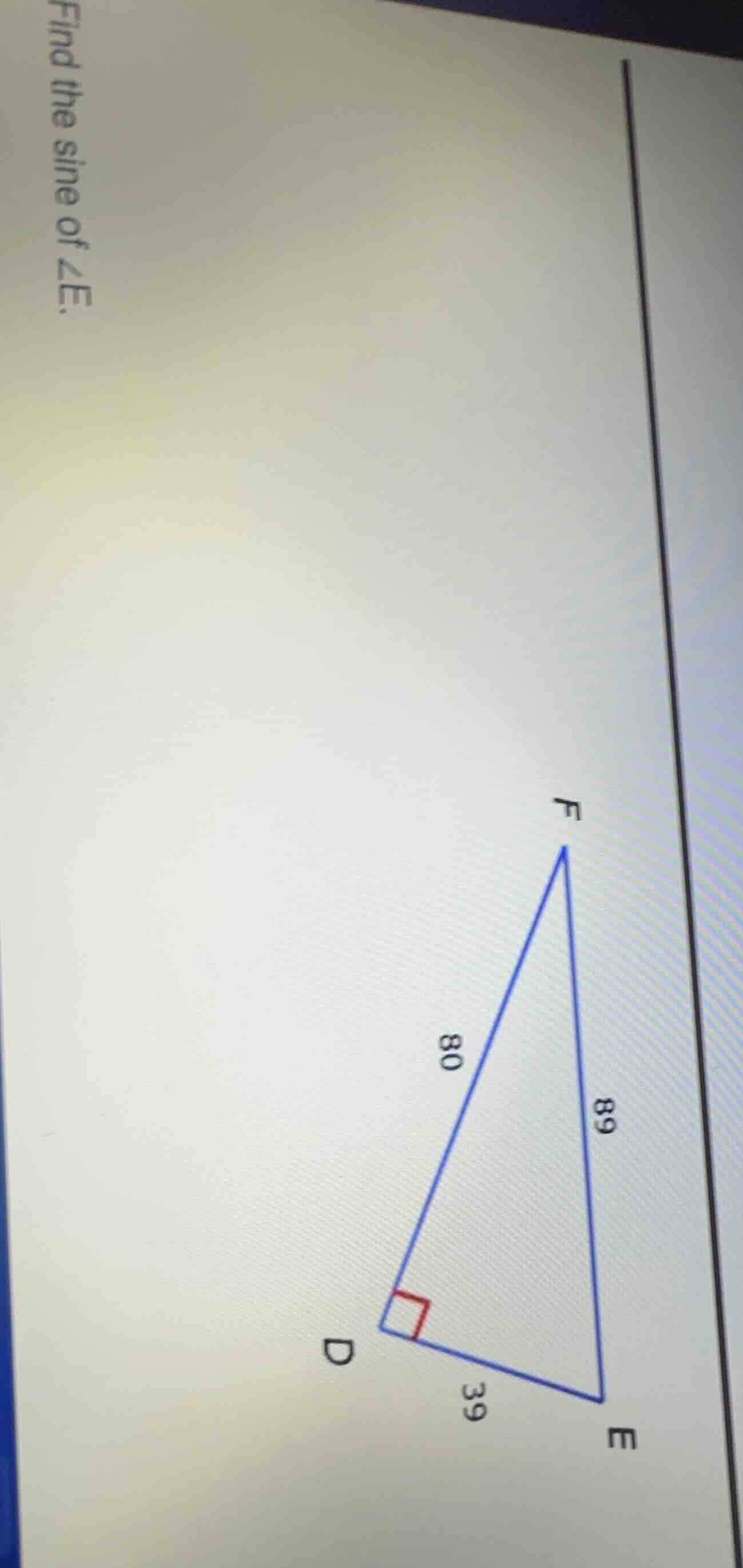 find the sine of ∠e.