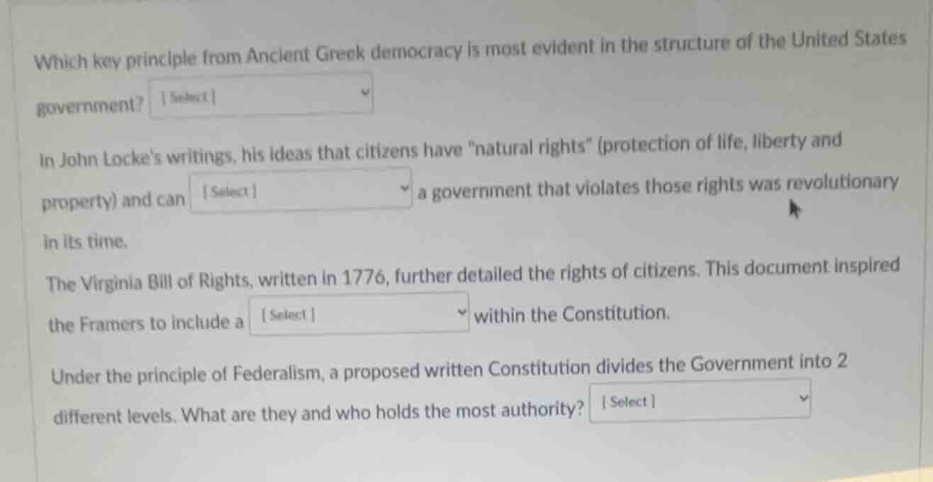 which key principle from ancient greek democracy is most evident in the…