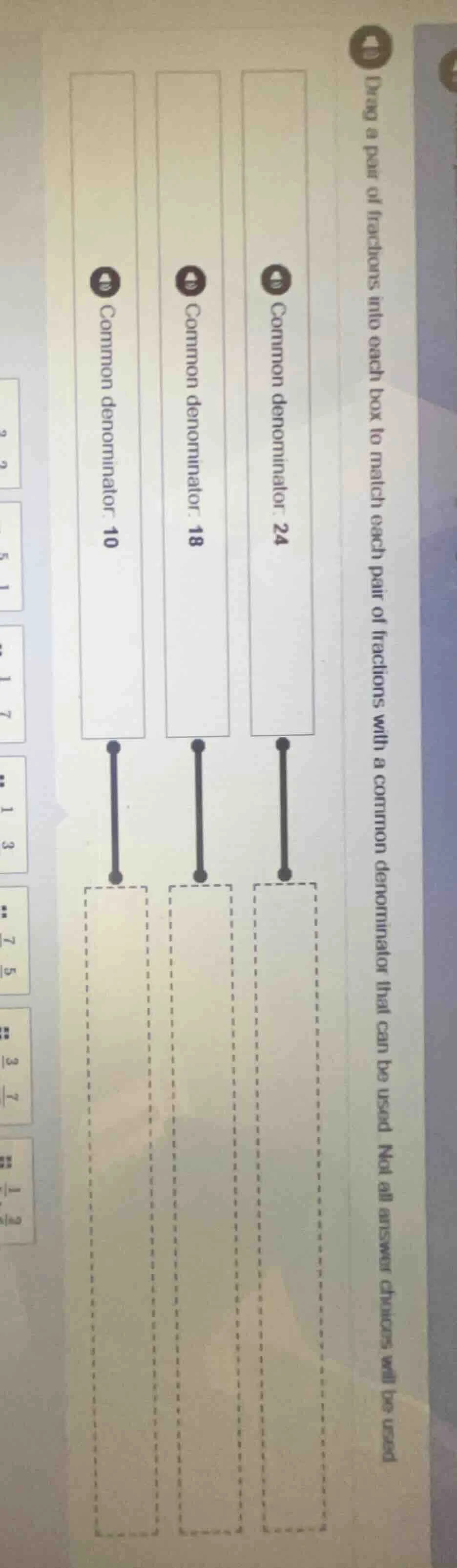 drag a pair of fractions into each box to match each pair of fractions …