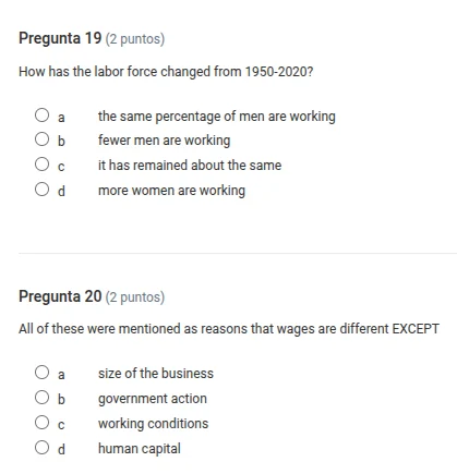 pregunta 19 (2 puntos) how has the labor force changed from 1950 - 2020…