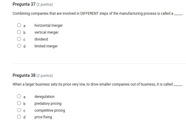 pregunta 37 (2 puntos) combining companies that are involved in differe…