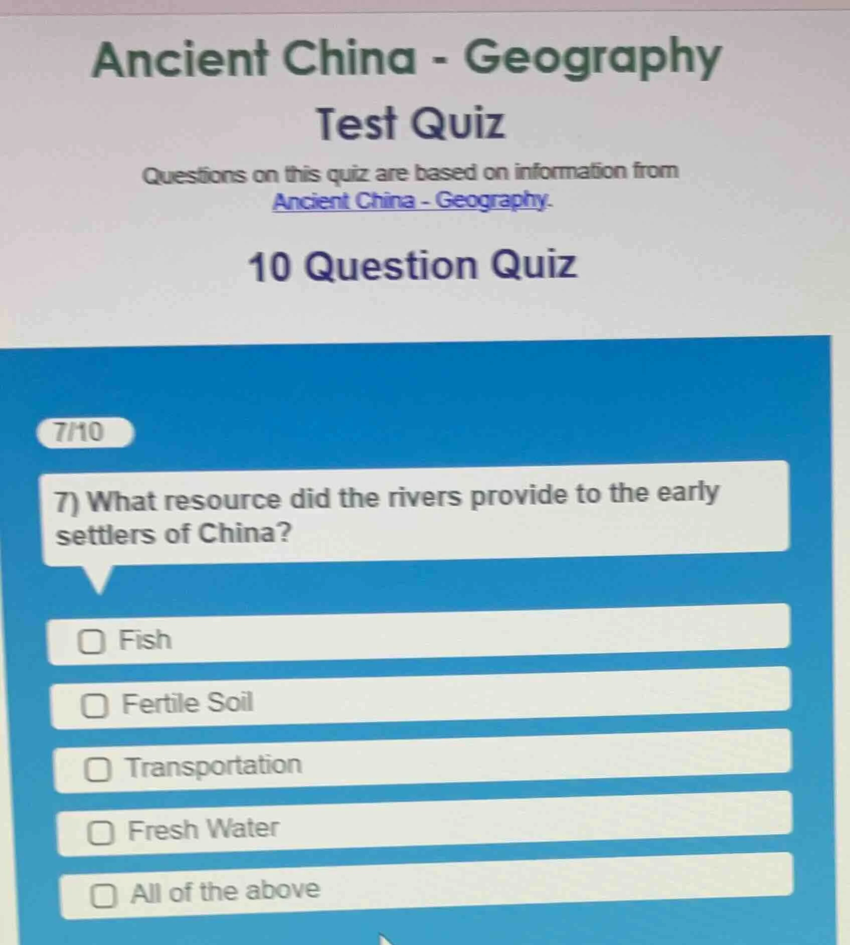 ancient china - geography test quiz questions on this quiz are based on…