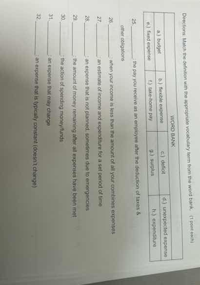 directions: match the definition with the appropriate vocabulary term f…