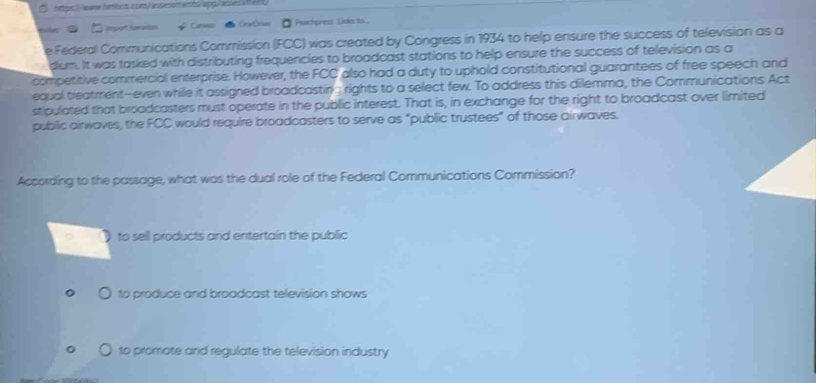 the federal communications commission (fcc) was created by congress in …