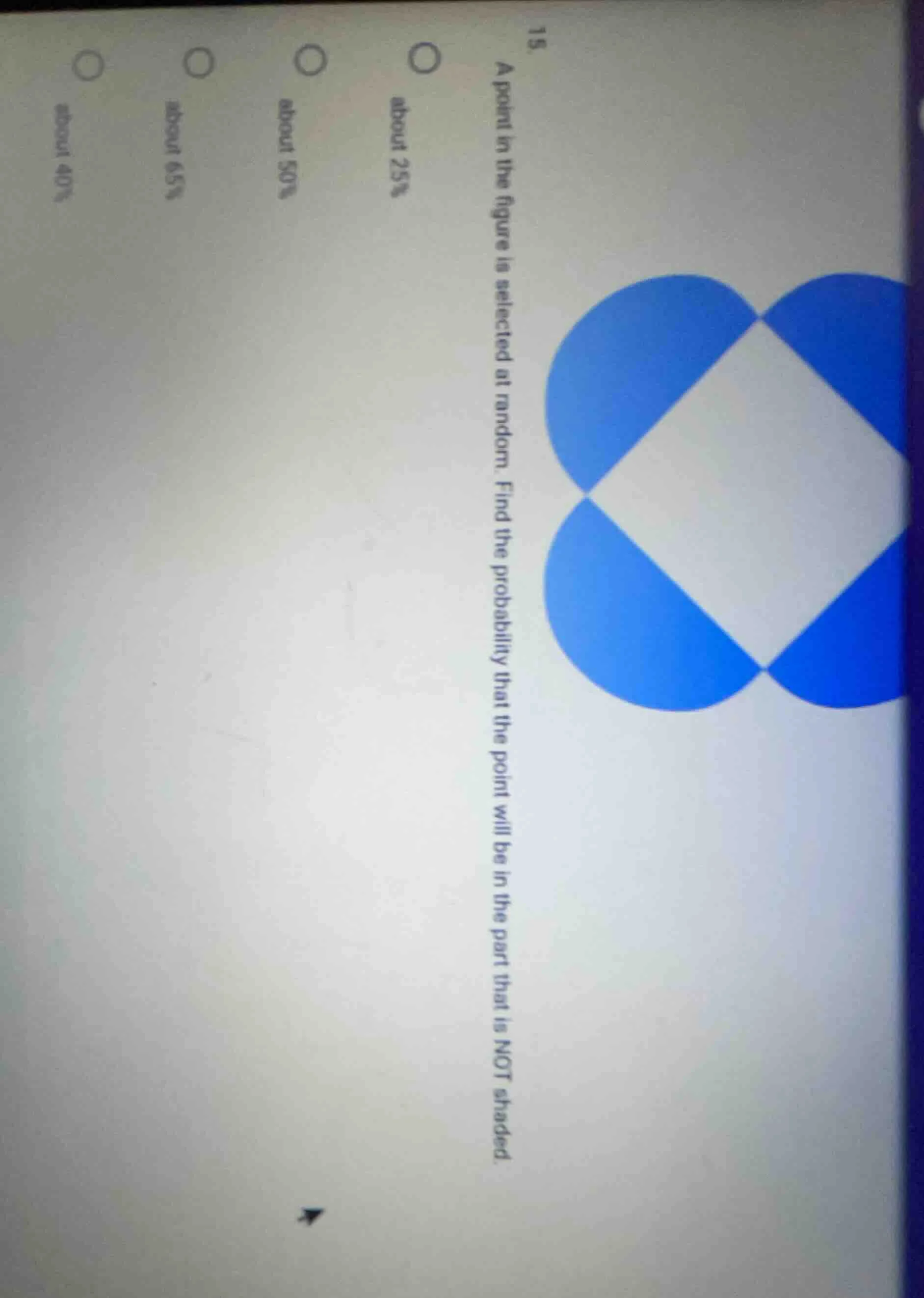 15. a point in the figure is selected at random. find the probability t…