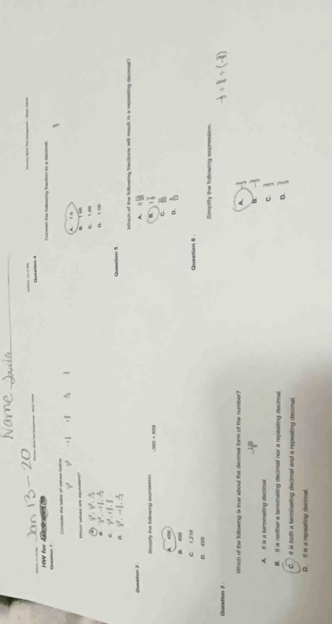 name jan 13 - 20 hw for jan 13 - 20 question 1. consider the order of v…