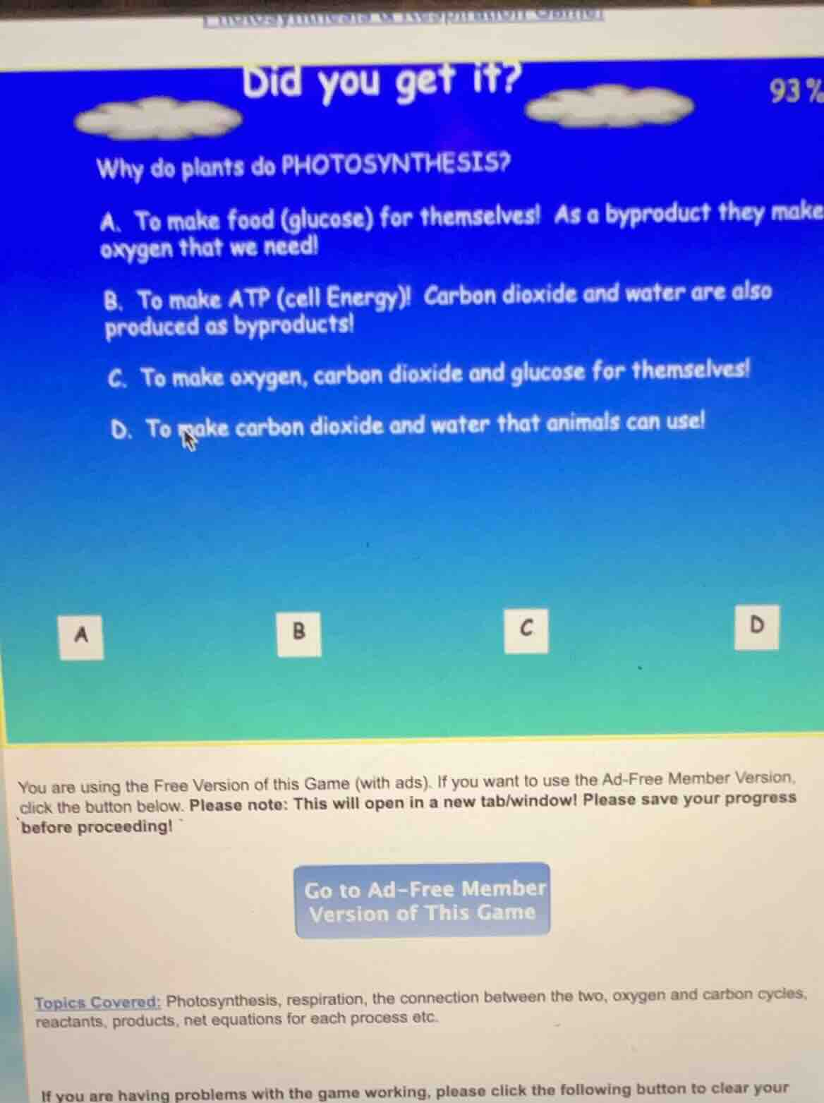 did you get it? why do plants do photosynthesis? a. to make food (gluco…