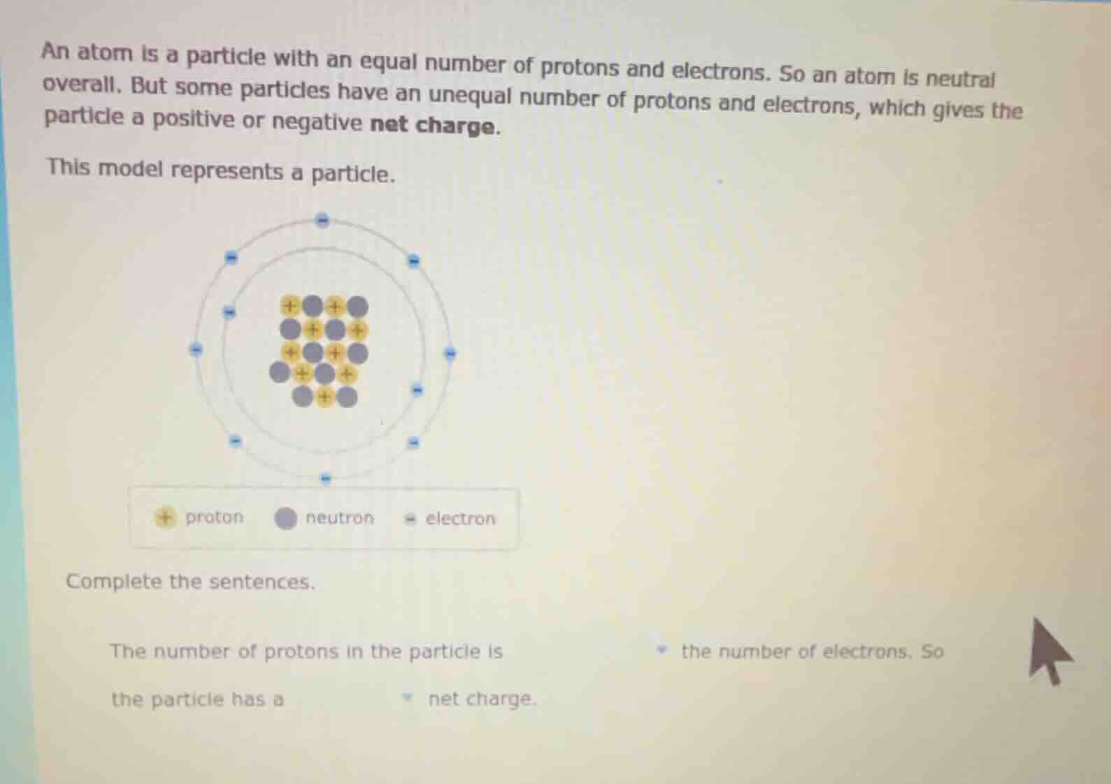 an atom is a particle with an equal number of protons and electrons. so…