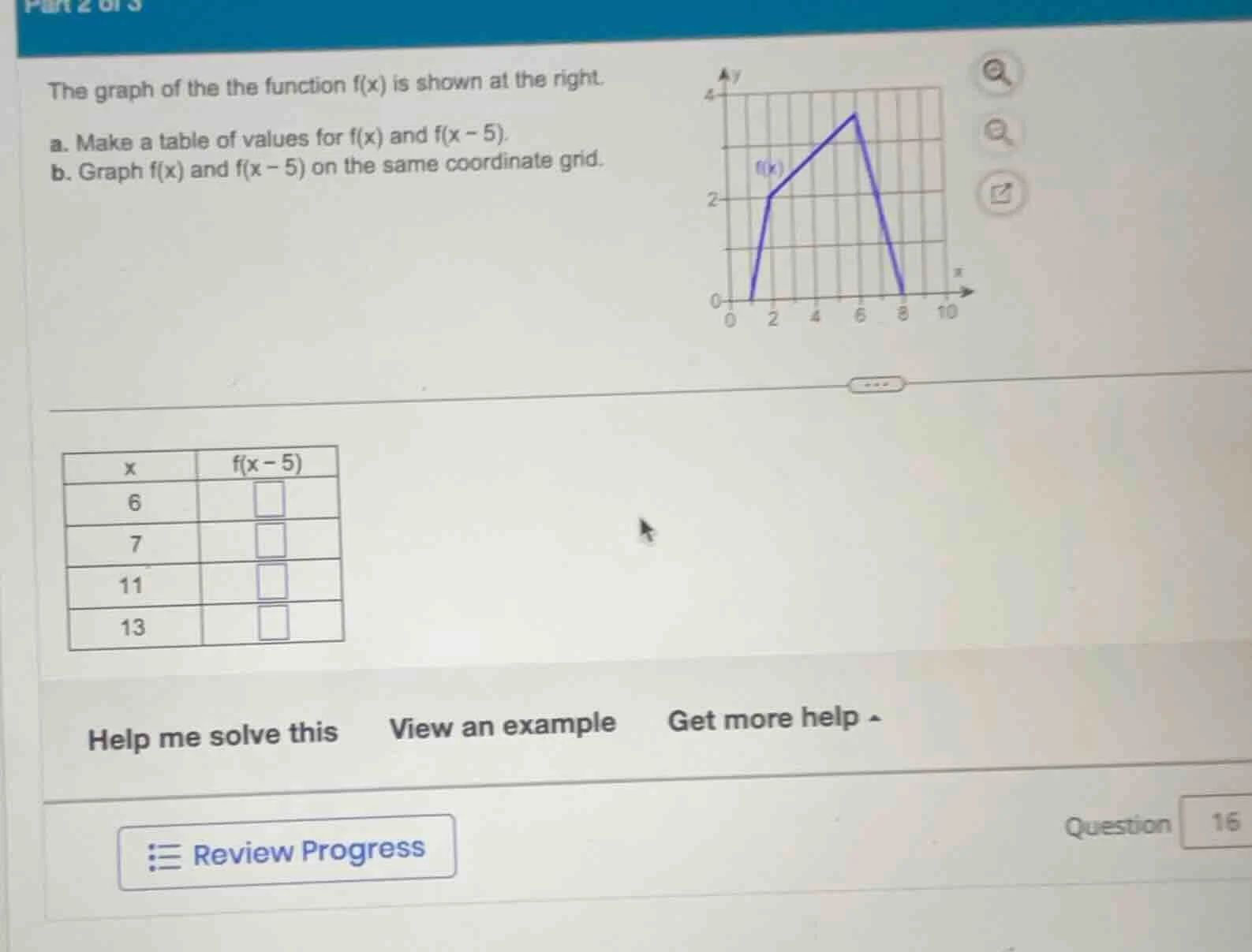 the graph of the the function f(x) is shown at the right. a. make a tab…