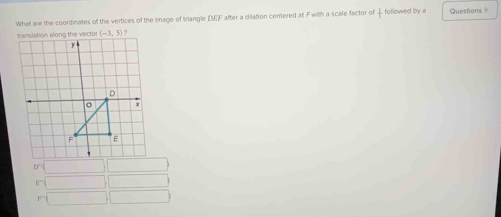 what are the coordinates of the vertices of the image of triangle def a…