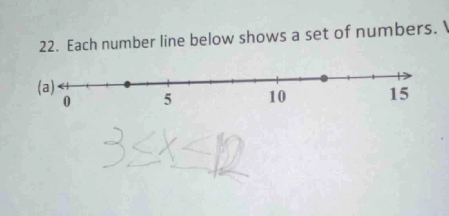 22. each number line below shows a set of numbers. (a)