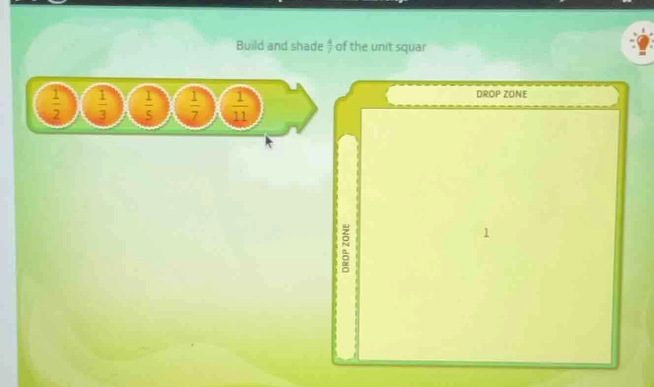 build and shade 4/7 of the unit square. there are fractions 1/2, 1/3, 1…