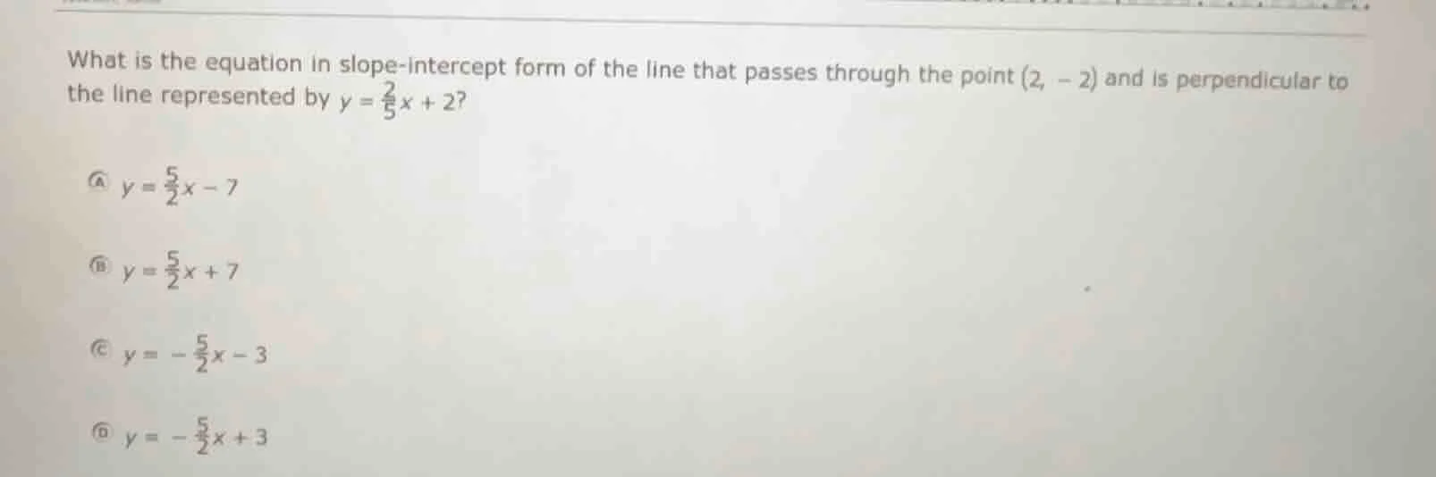 what is the equation in slope-intercept form of the line that passes th…
