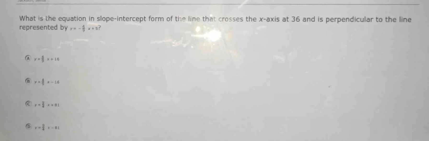 what is the equation in slope - intercept form of the line that crosses…