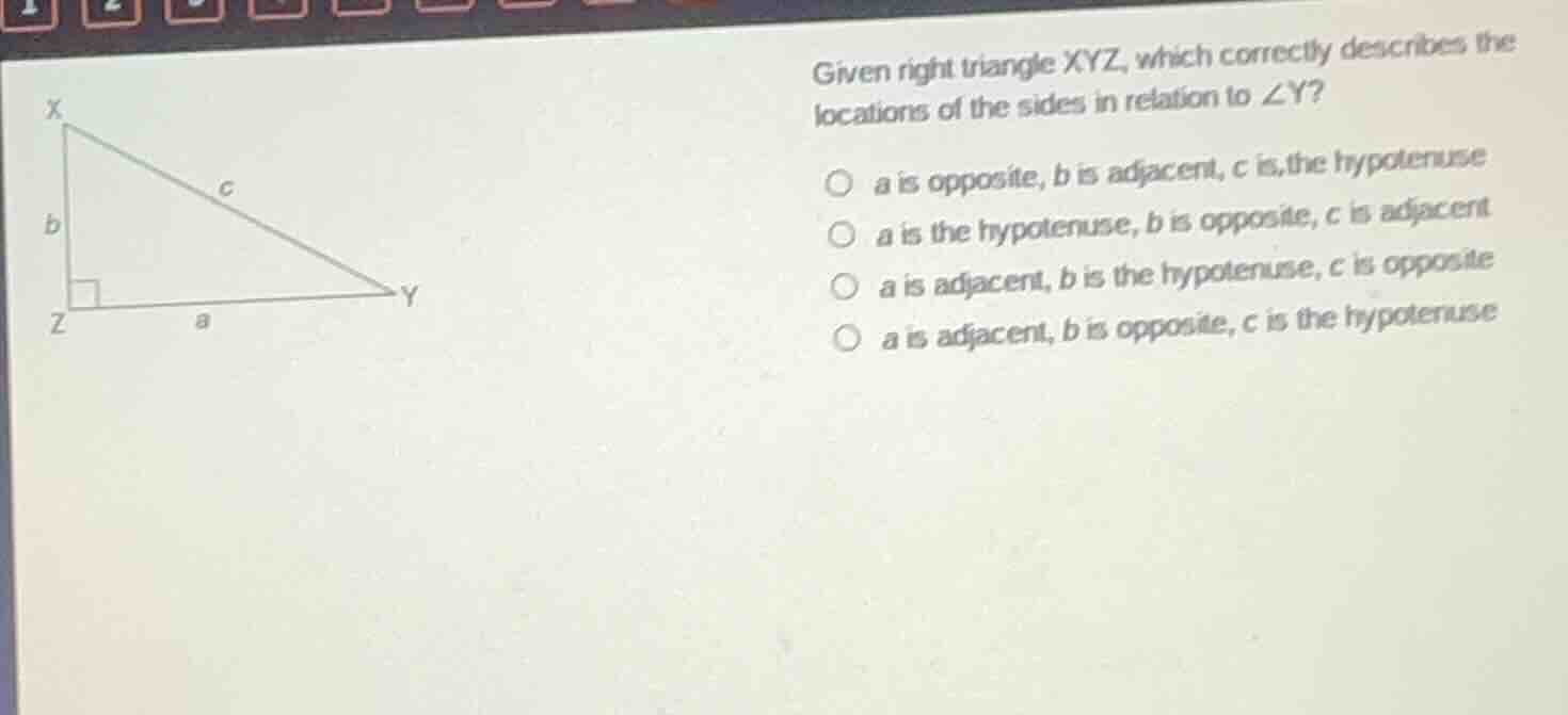 given right triangle xyz, which correctly describes the locations of th…
