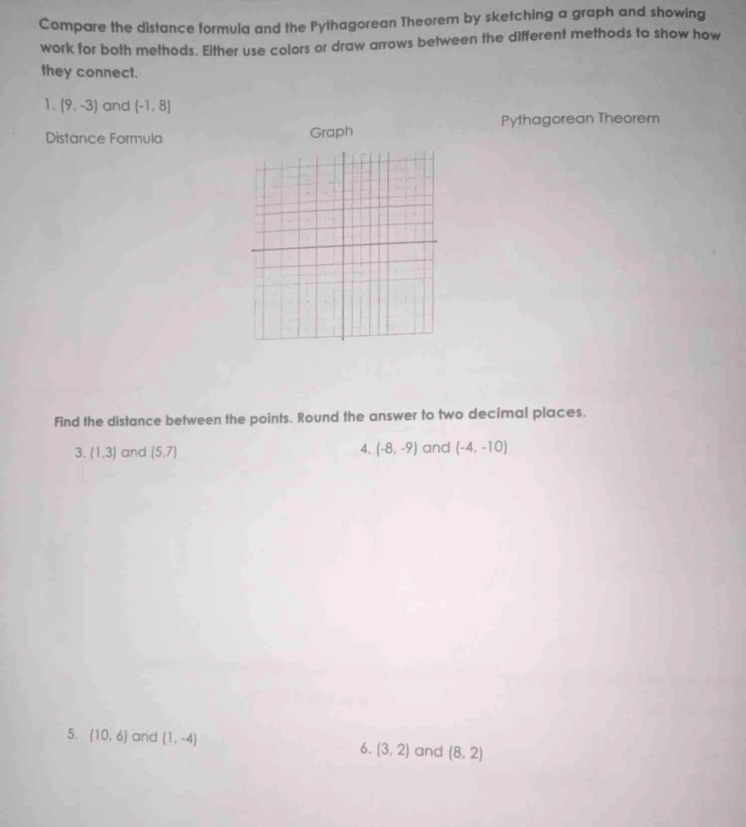 compare the distance formula and the pythagorean theorem by sketching a…