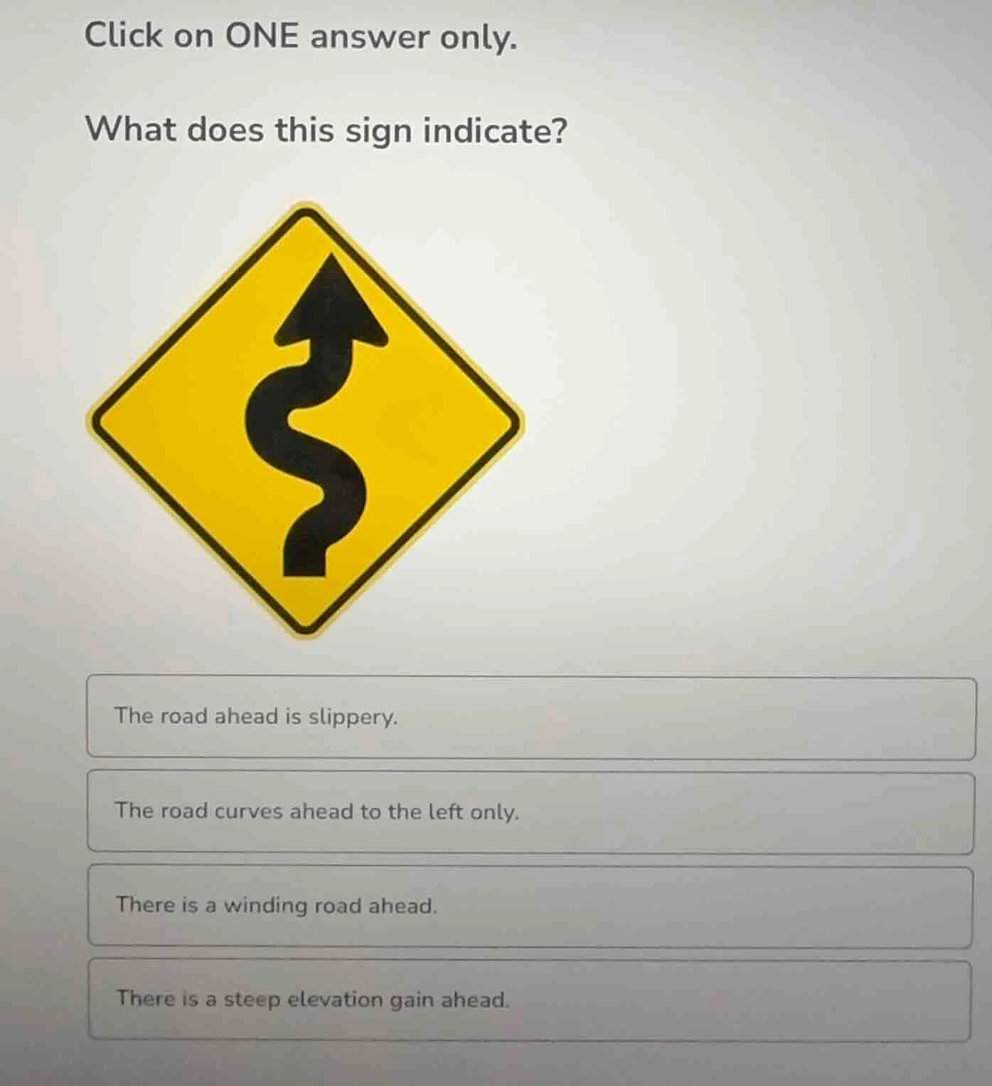 click on one answer only. what does this sign indicate? road sign image…