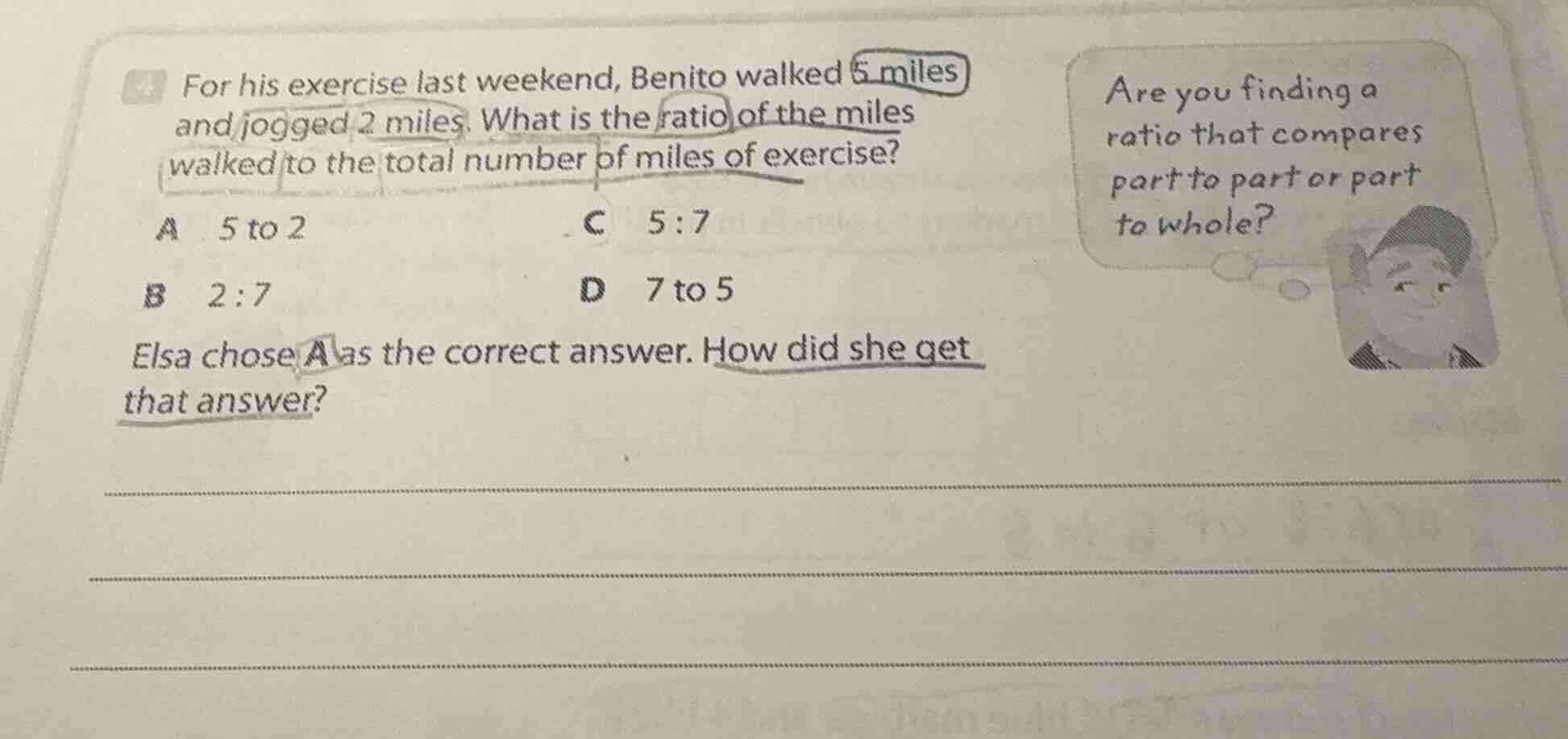 4 for his exercise last weekend, benito walked 5 miles and jogged 2 mil…