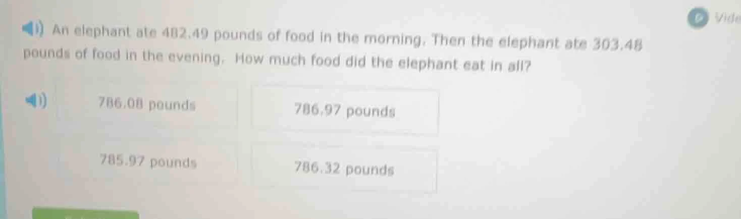 an elephant ate 482.49 pounds of food in the morning. then the elephant…