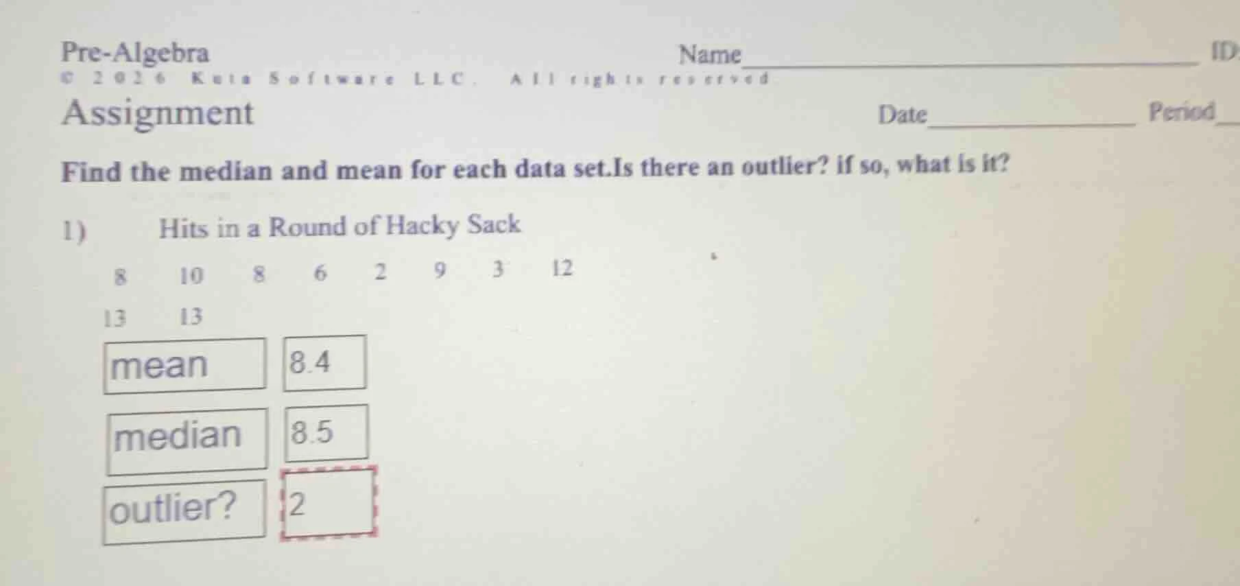 pre - algebra © 2026 kuta software llc. all rights reserved. assignment…