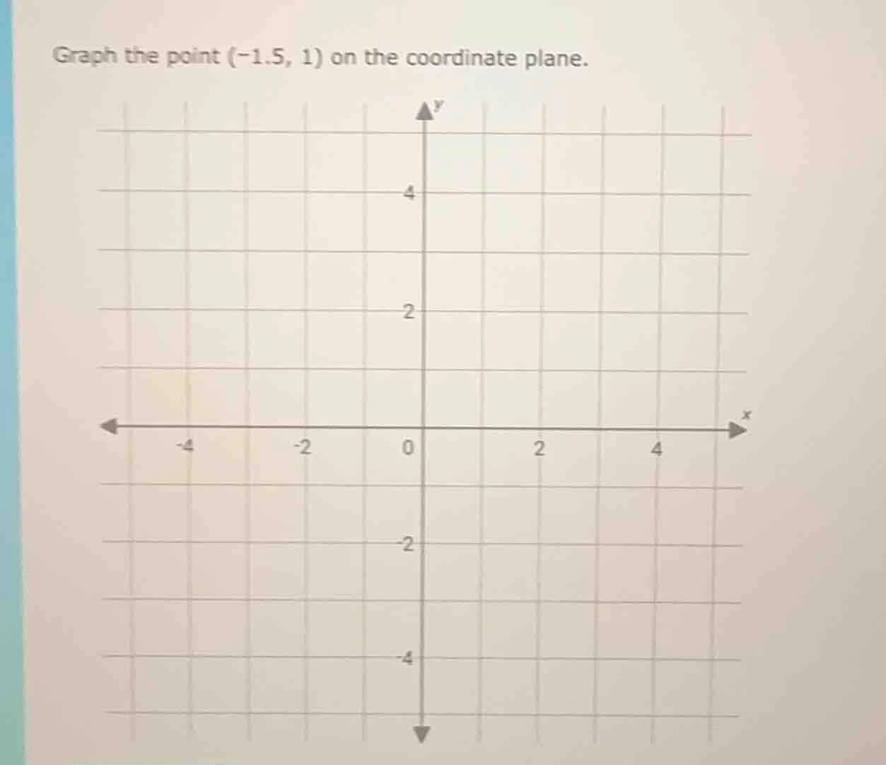 graph the point (-1.5, 1) on the coordinate plane.