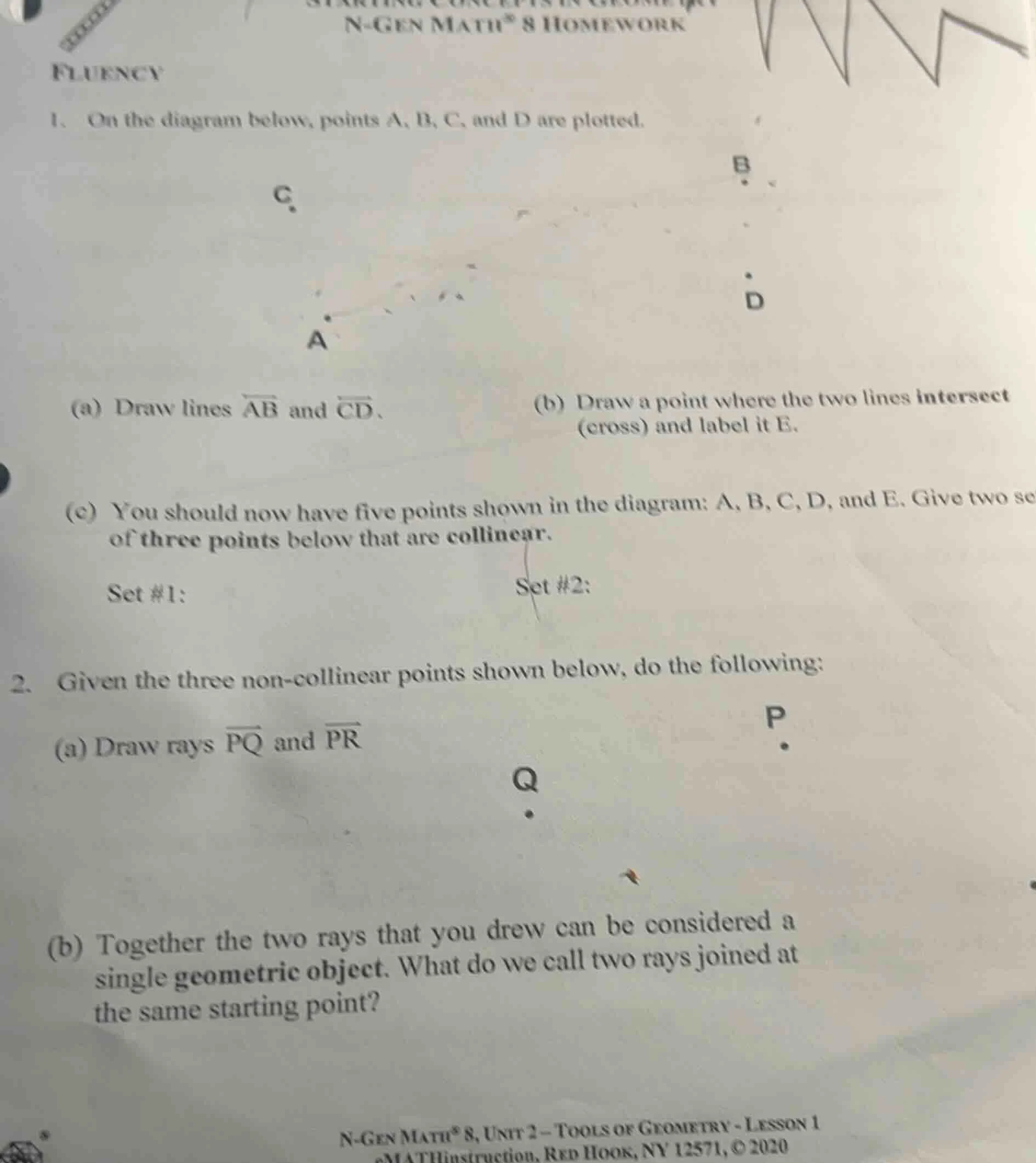 n-gen math® 8 homework fluency 1. on the diagram below, points a, b, c,…