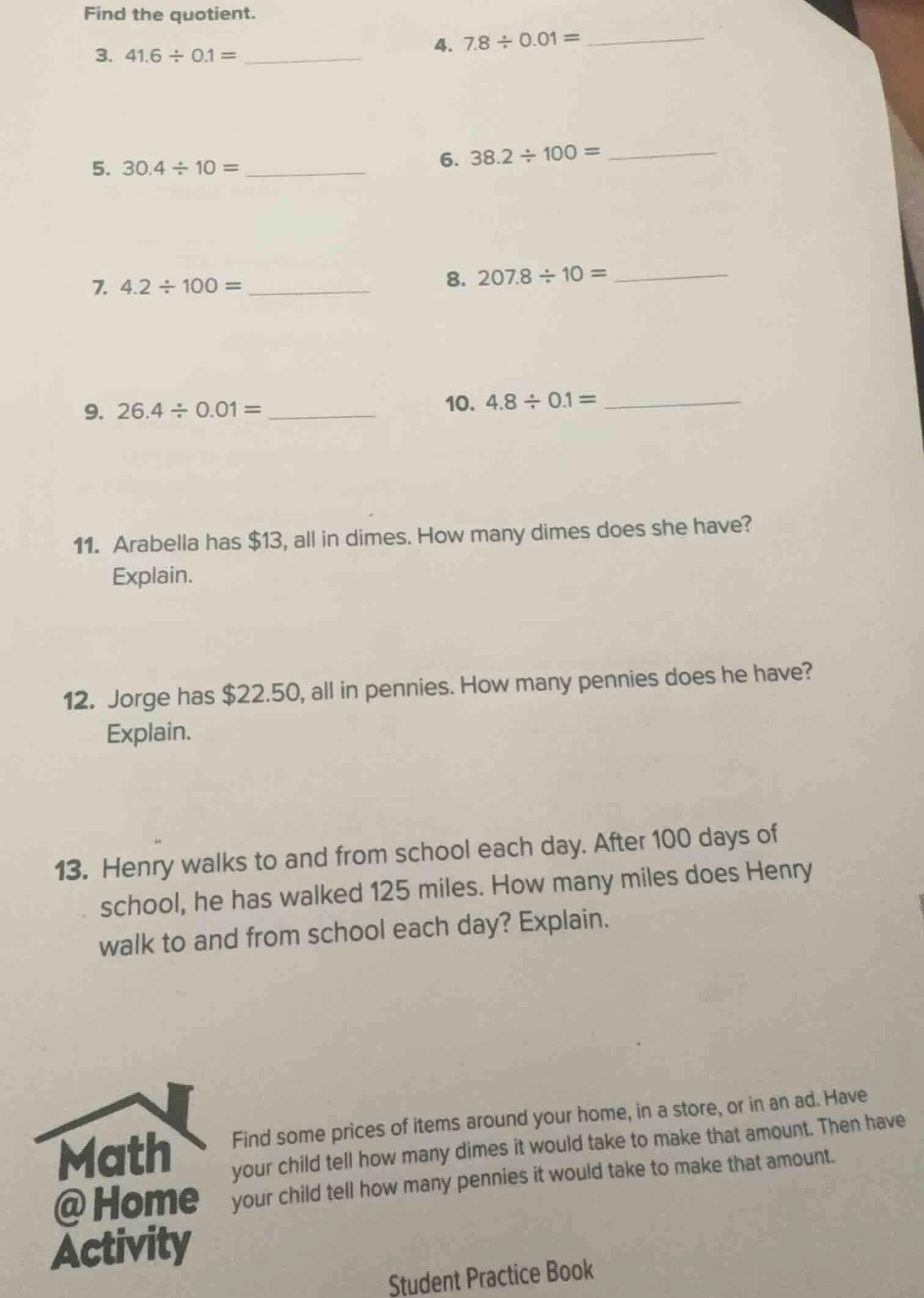 find the quotient. 3. $41.6 \\div 0.1 = \\underline{\\quad\\quad}$ 4. $…