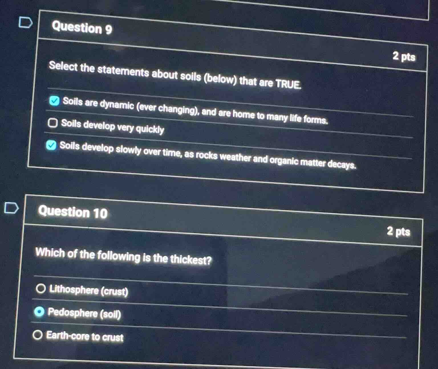 question 9 2 pts select the statements about soils (below) that are tru…