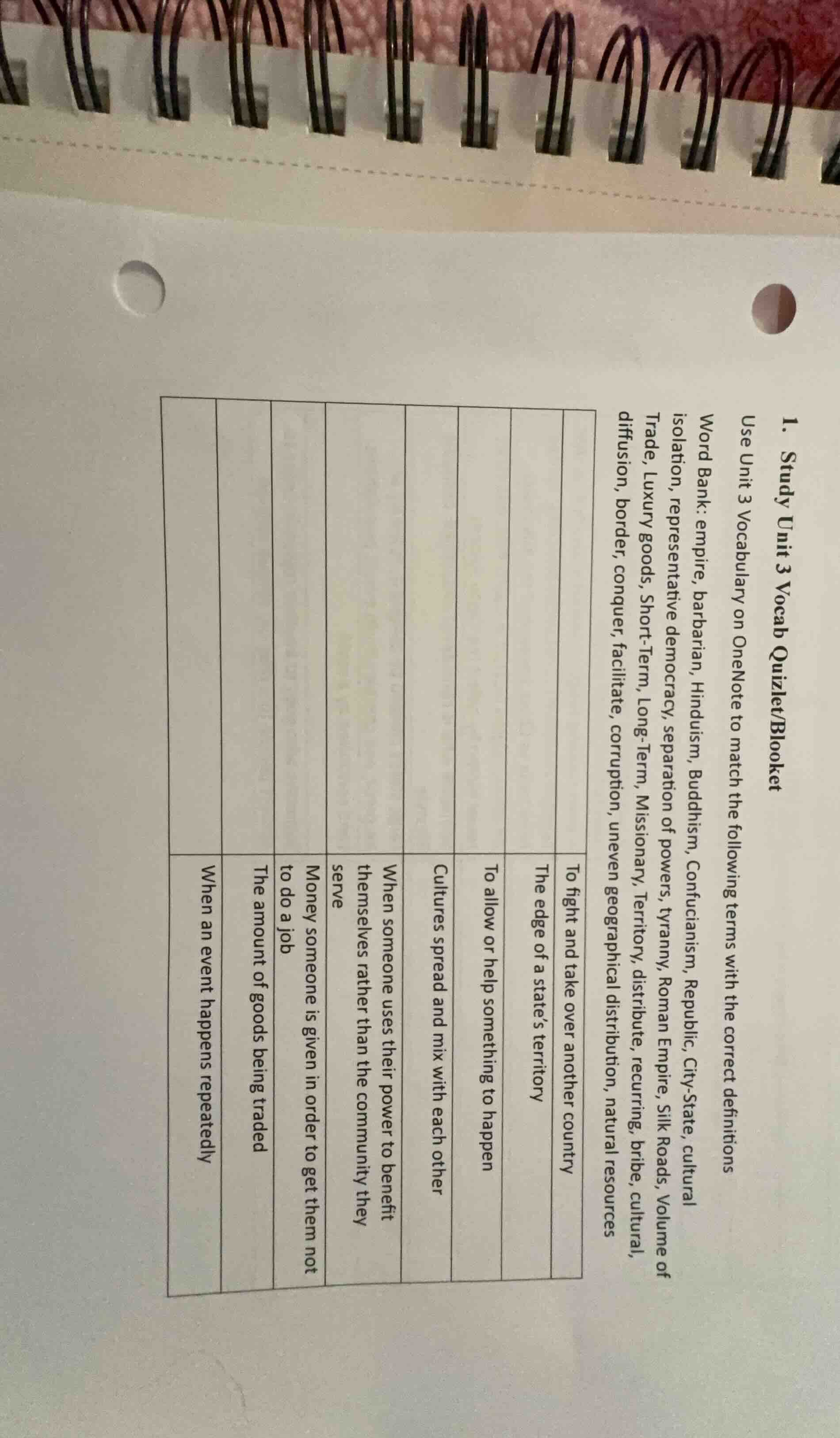 1. study unit 3 vocab quizlet/blooket use unit 3 vocabulary on onenote …