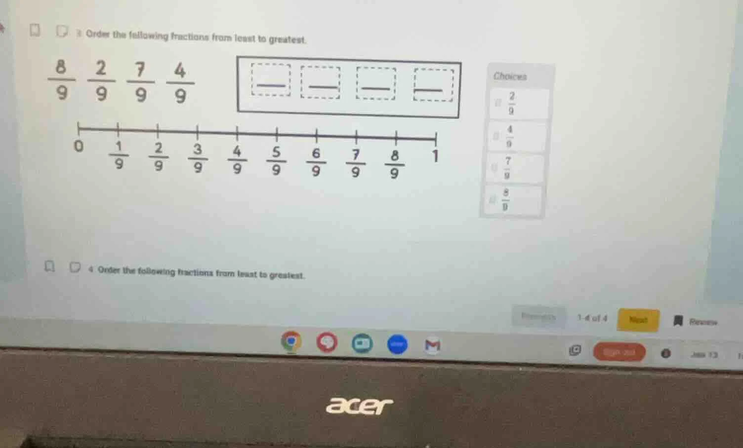 3 order the following fractions from least to greatest. \\(\\frac{8}{9}…
