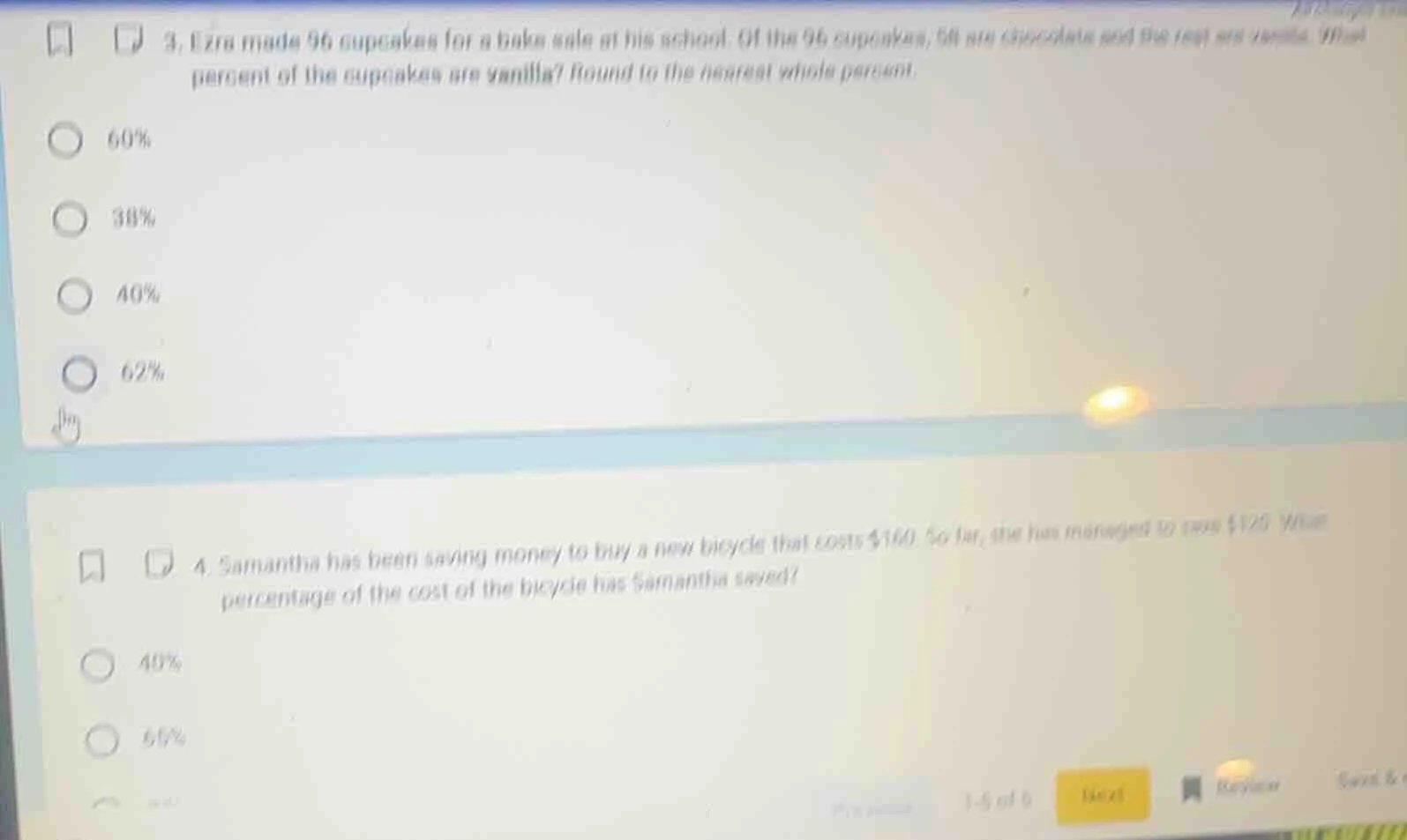 3. ezra made 96 cupcakes for a bake sale at his school. of the 96 cupca…