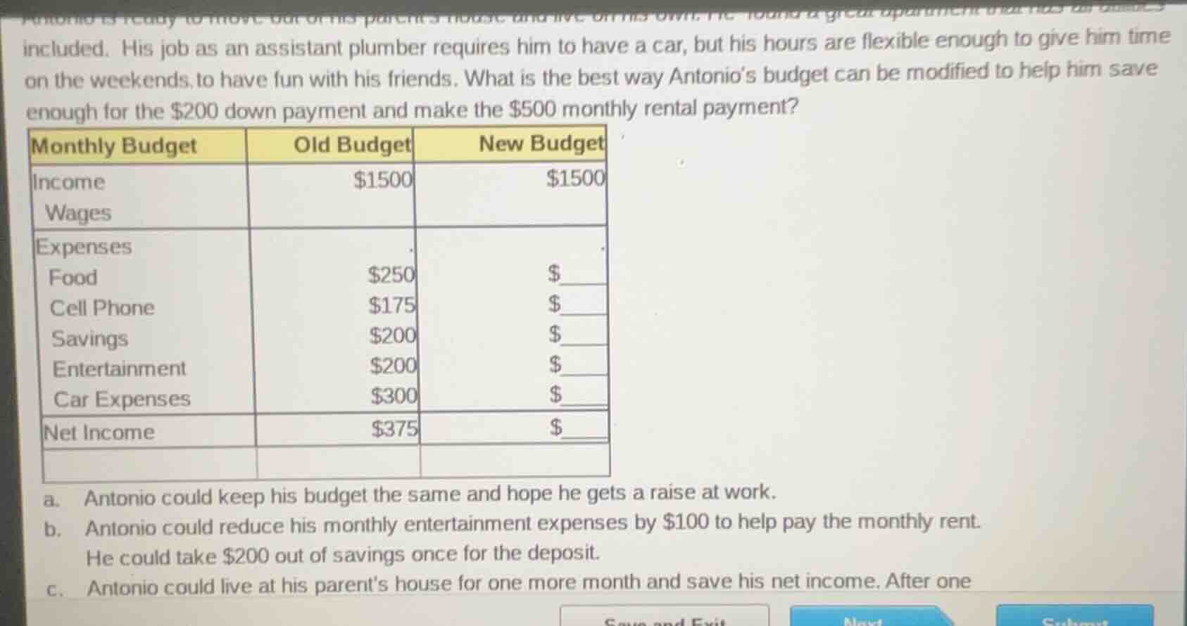 antonio is ready to move out of his parents house and live on his own. …