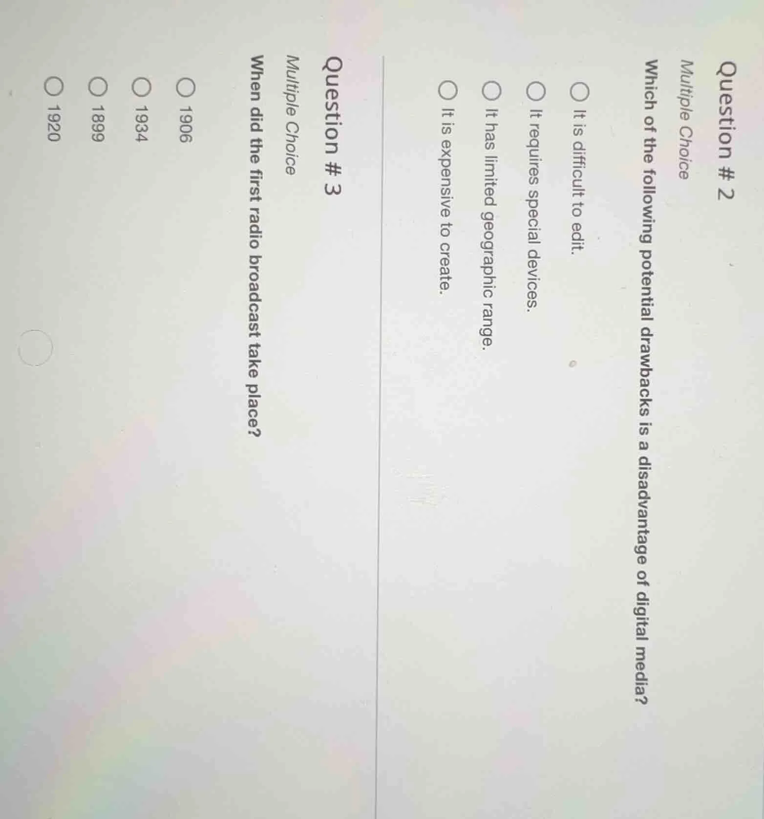 question #2 multiple choice which of the following potential drawbacks …