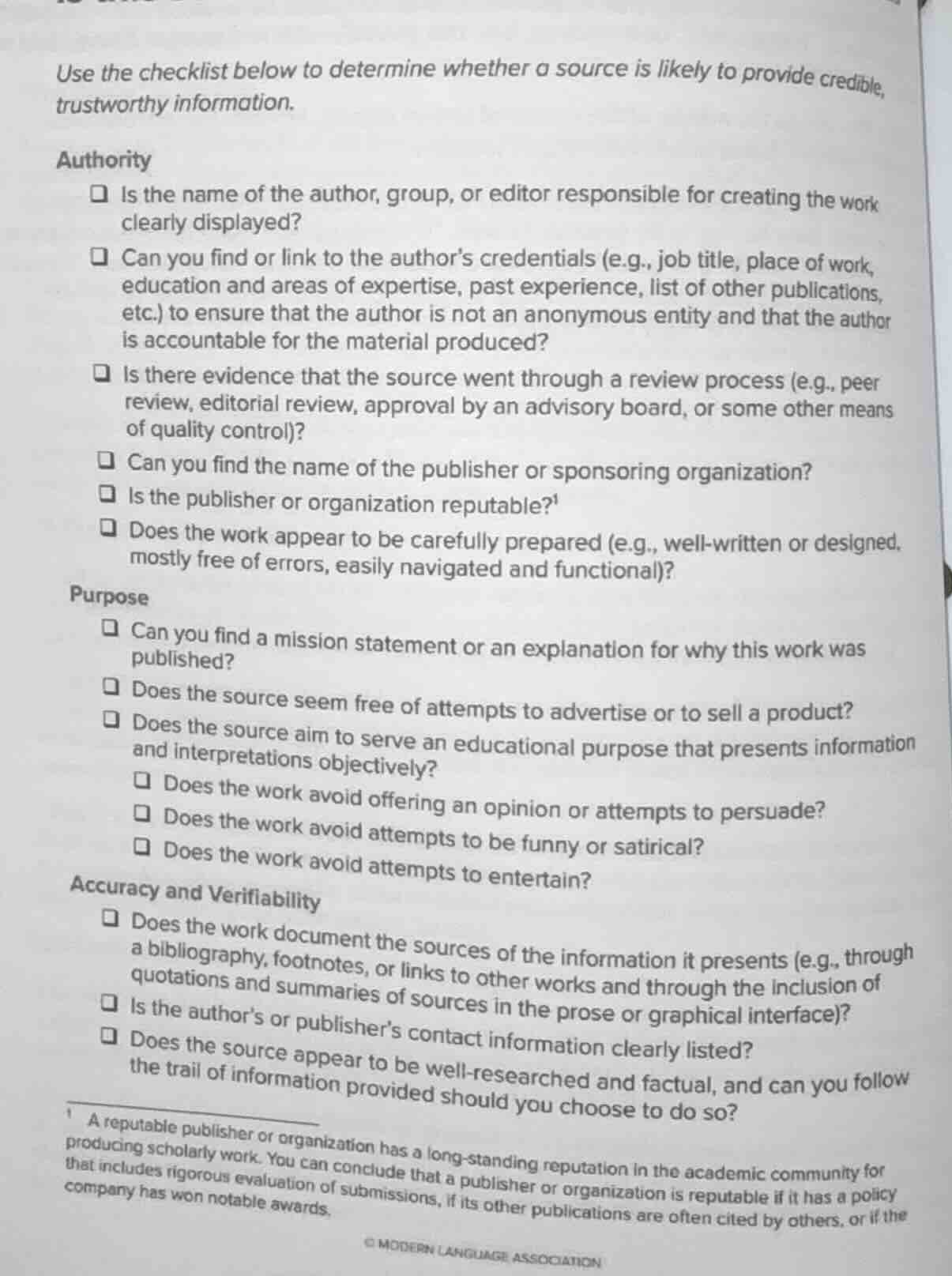 use the checklist below to determine whether a source is likely to prov…