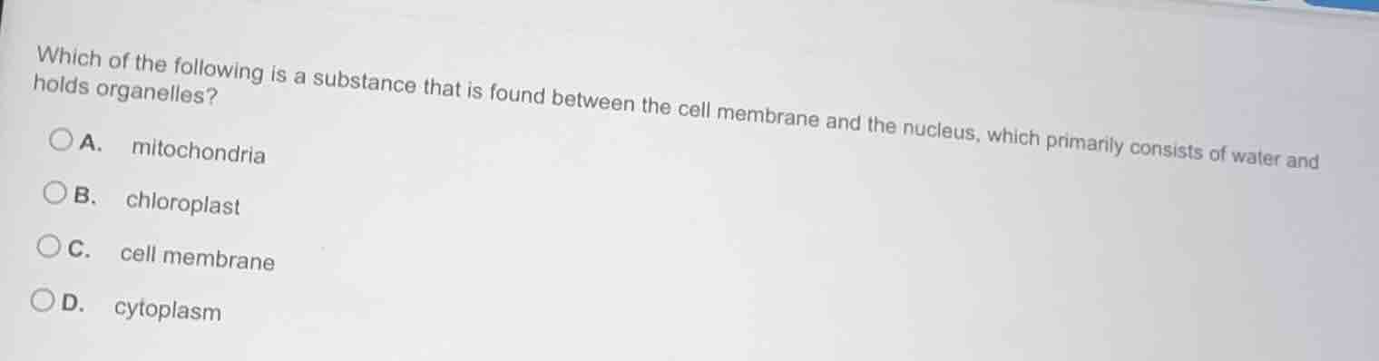 which of the following is a substance that is found between the cell me…