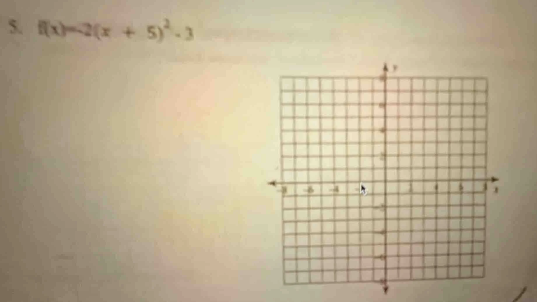 5. $f(x) = -2(x + 5)^2 - 3$