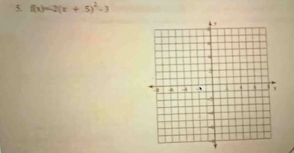 5. $f(x) = -2(x + 5)^2 - 3$