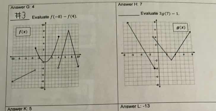 answer g: 4 #3 evaluate f(-8) - f(4). graph of f(x) with grid answer k:…