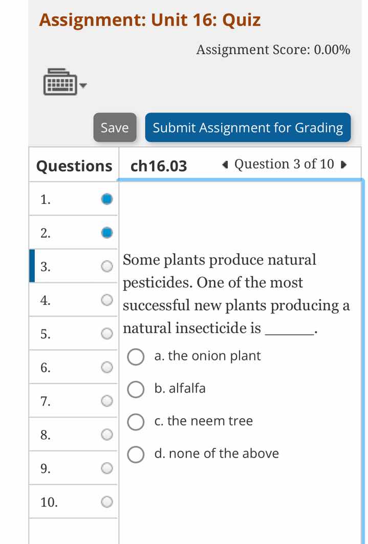 some plants produce natural pesticides. one of the most successful new …